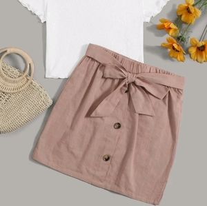 Blush Pink Button Skirt